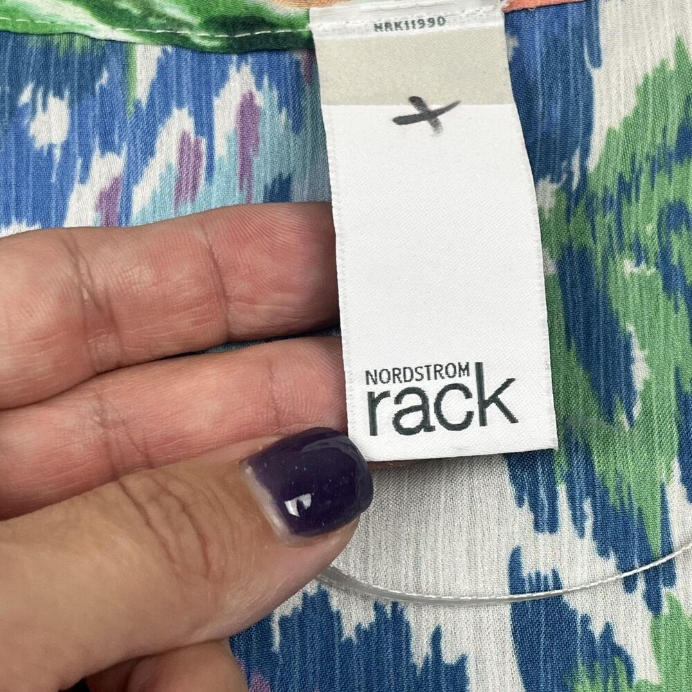 Nordstrom Rack Kimono Cardigan Womens One Size Blue Green Paisley Ikat Crop Boho - Picture 7 of 10